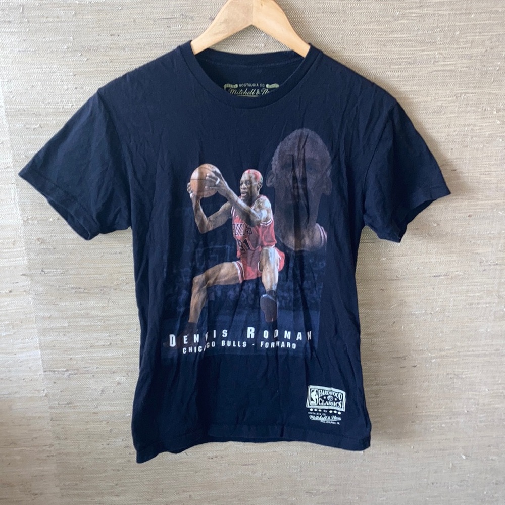 🏀 VINTAGE Mitchell & Ness Dennis Rodman Chicago Bulls T-Shirt Men Size Small 🏆